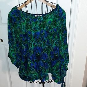 Cato Peacock side tie blouse